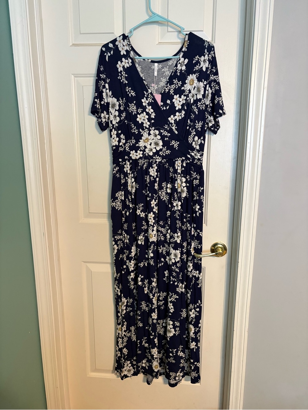 Navy Floral Wrap Maxi Dress